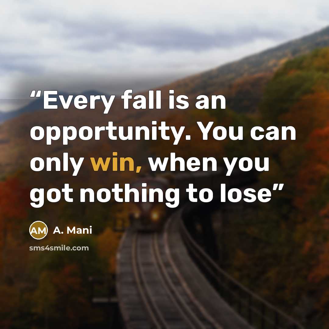 “Every fall is an opportunity. You can only win, when you got nothing to lose” quote by A. Mani