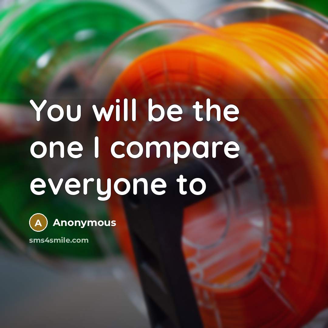 “You will be the one I compare everyone to” quote by Anonymous