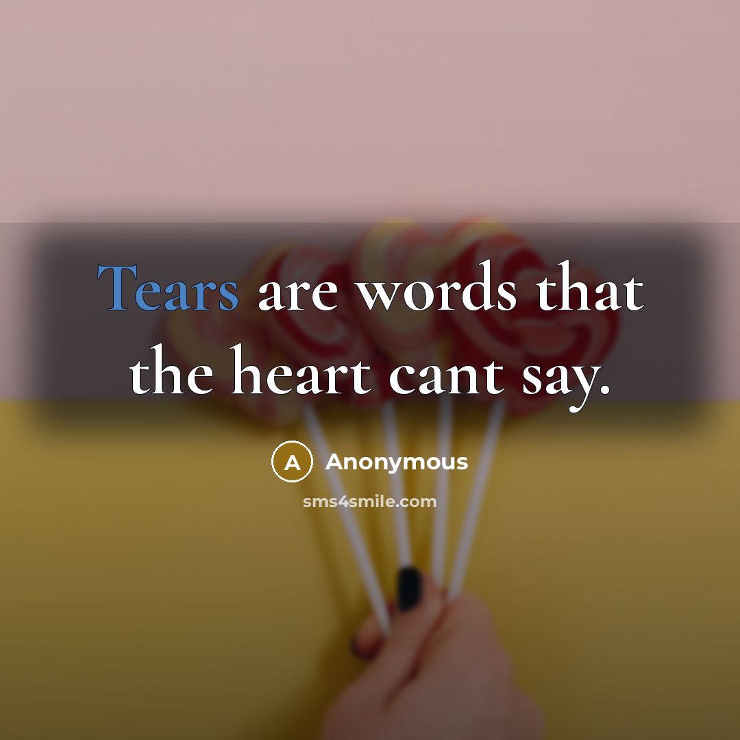 “Tears are words that the heart cant say.” quote by Anonymous