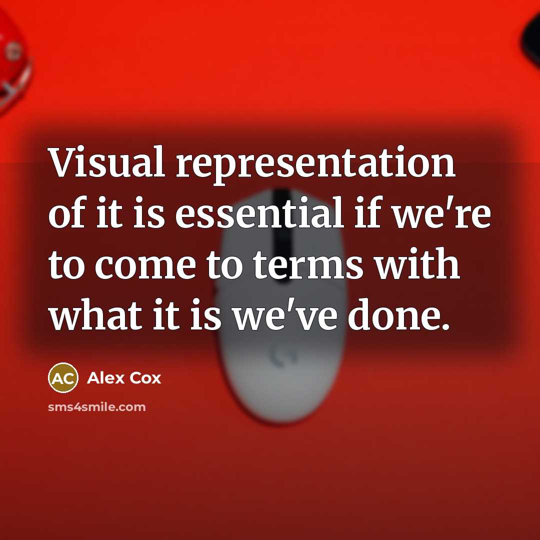 “Visual representation of it is essential if we're to come to terms with what it is we've done.” quote by Alex Cox