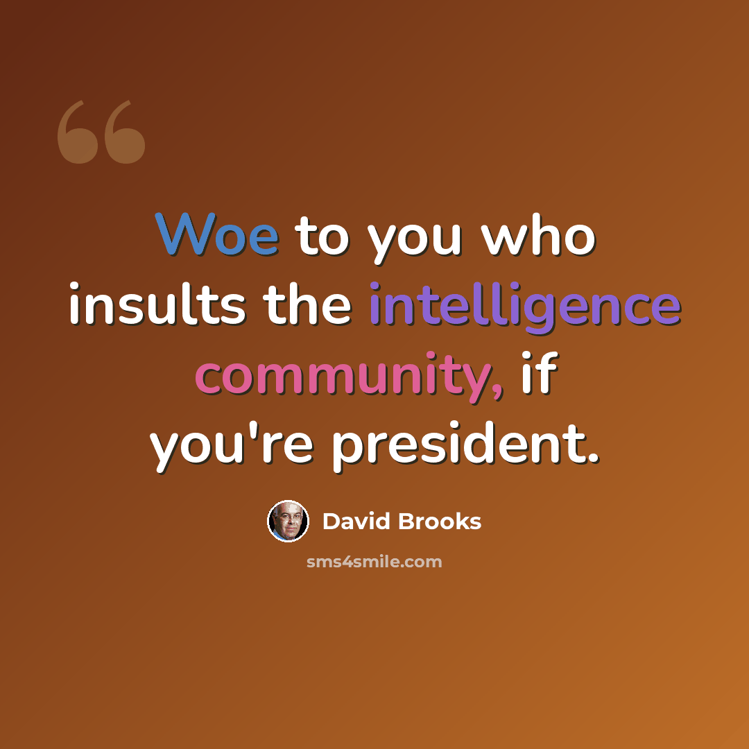 “Woe to you who insults the intelligence community, if you're president.” quote by David Brooks