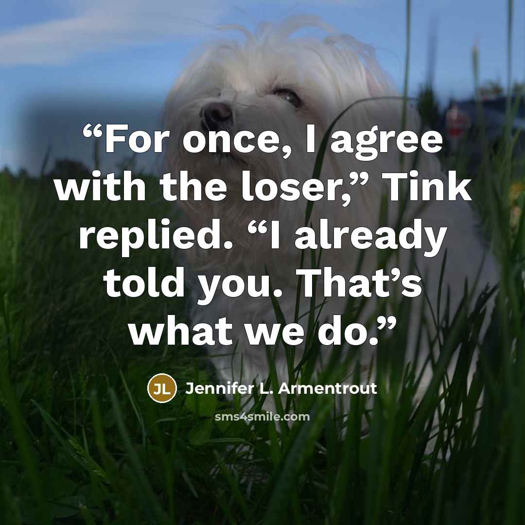 “For once, I agree with the loser,” Tink replied. “I already told you. That’s what we do.” quote by Jennifer L. Armentrout