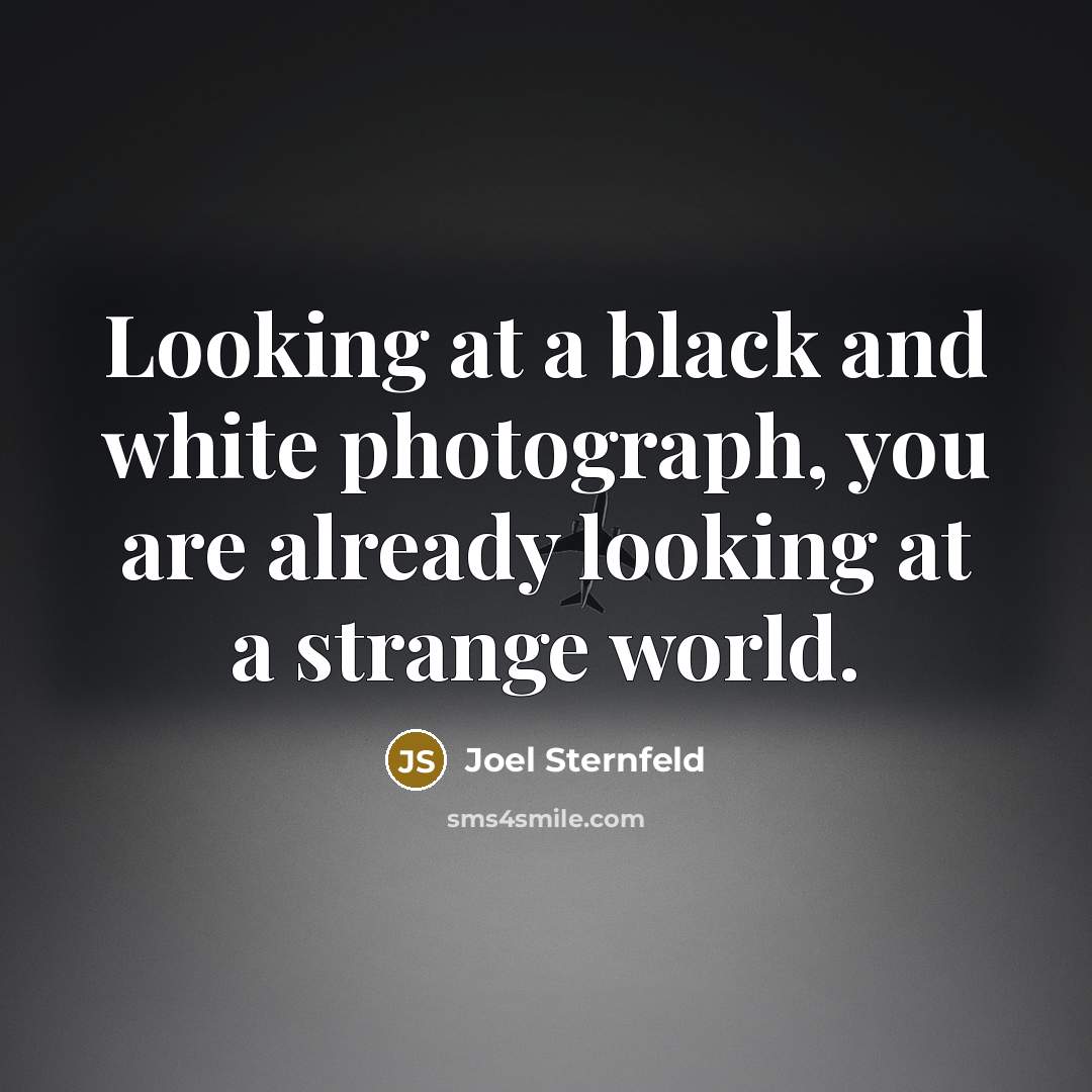 “Looking at a black and white photograph, you are already looking at a strange world.” quote by Joel Sternfeld