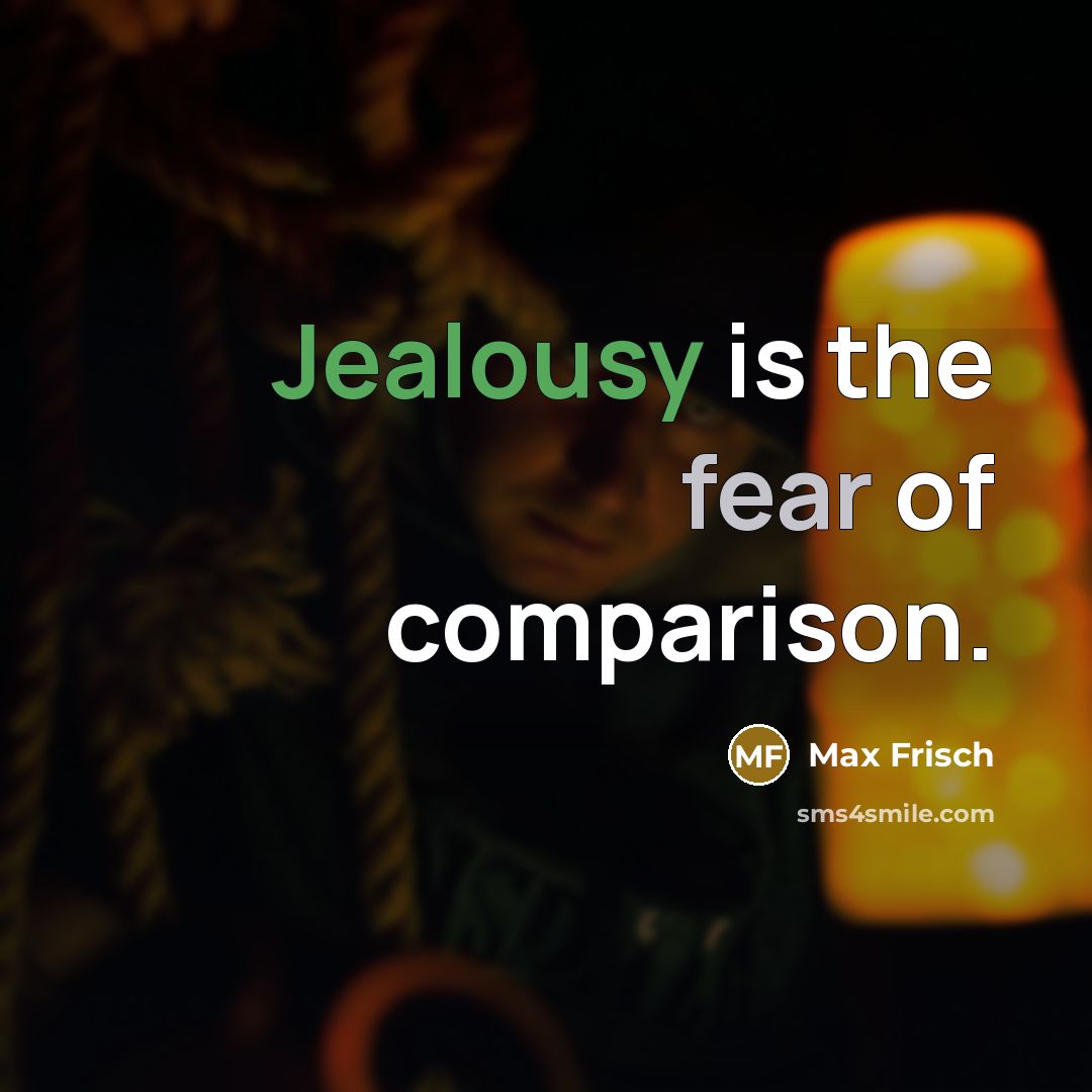 “Jealousy is the fear of comparison.” quote by Max Frisch