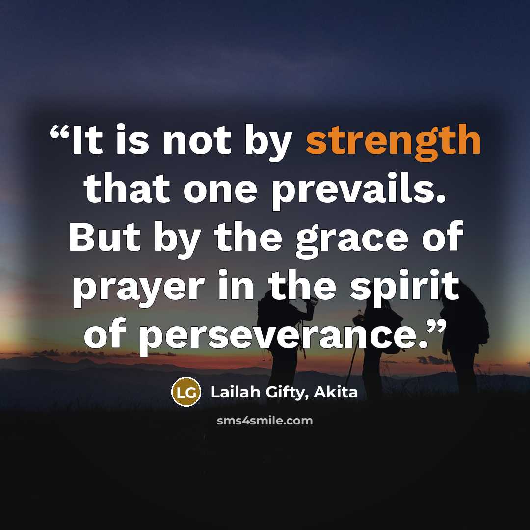 “It is not by strength that one prevails. But by the grace of prayer in the spirit of perseverance.” quote by Lailah Gifty, Akita