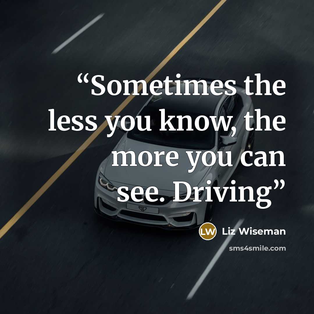 “Sometimes the less you know, the more you can see. Driving” quote by Liz Wiseman