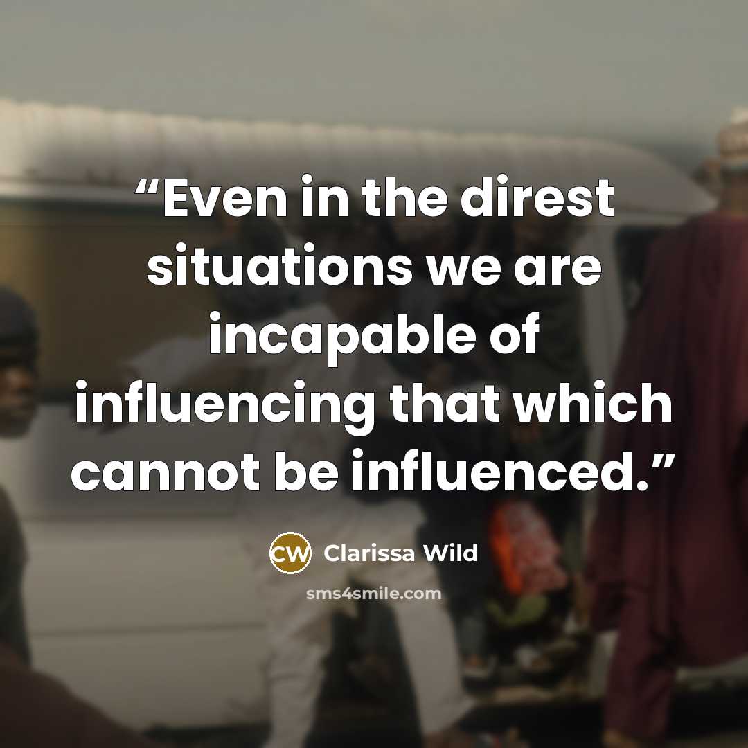 “Even in the direst situations we are incapable of influencing that which cannot be influenced.” quote by Clarissa Wild