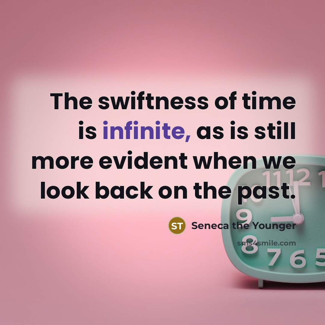 “The swiftness of time is infinite, as is still more evident when we look back on the past.” quote by Seneca the Younger