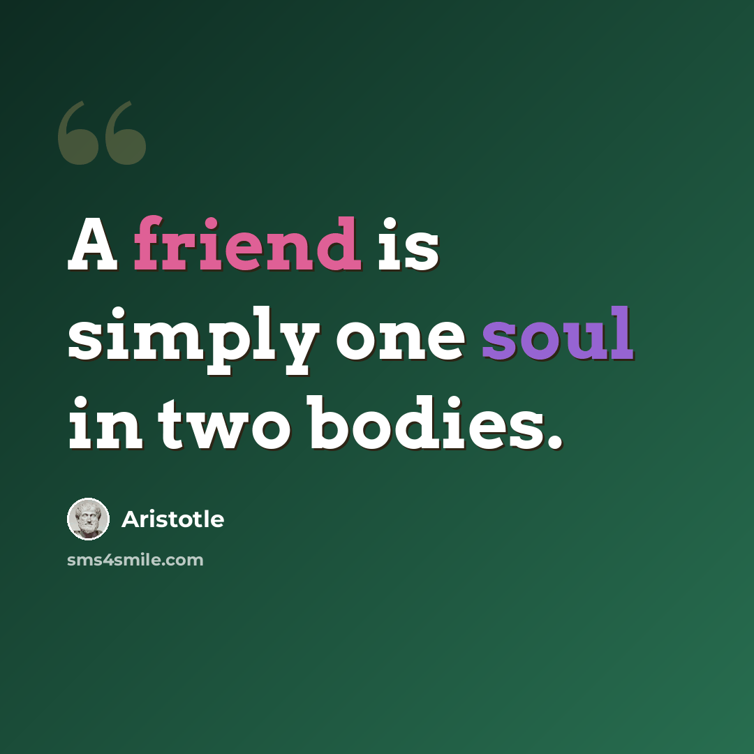 “A friend is simply one soul in two bodies.” quote by Aristotle