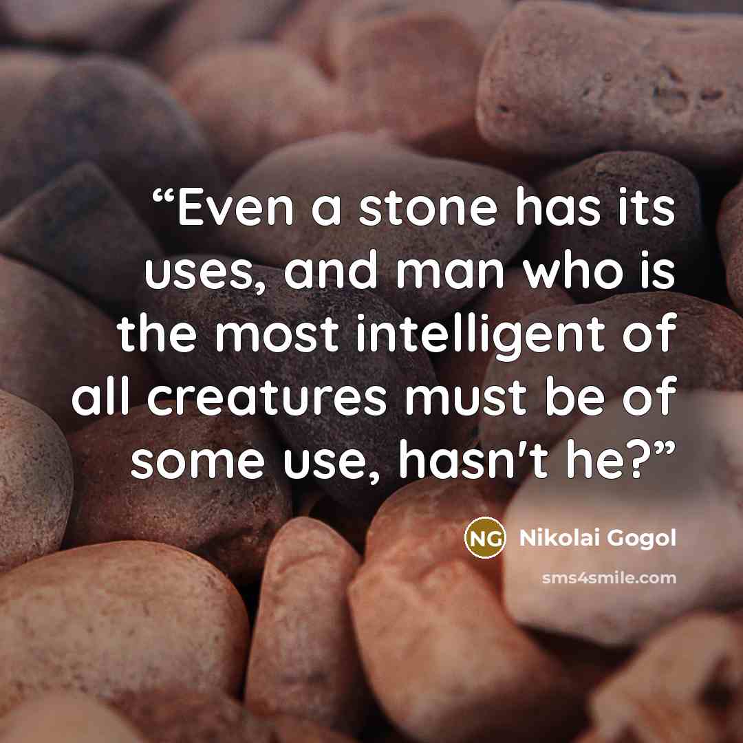 “Even a stone has its uses, and man who is the most intelligent of all creatures must be of some use, hasn't he?” quote by Nikolai Gogol
