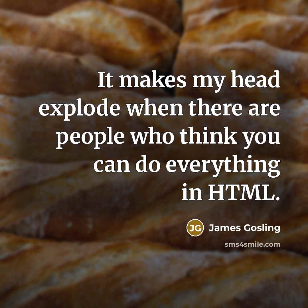 “It makes my head explode when there are people who think you can do everything in HTML.” quote by James Gosling