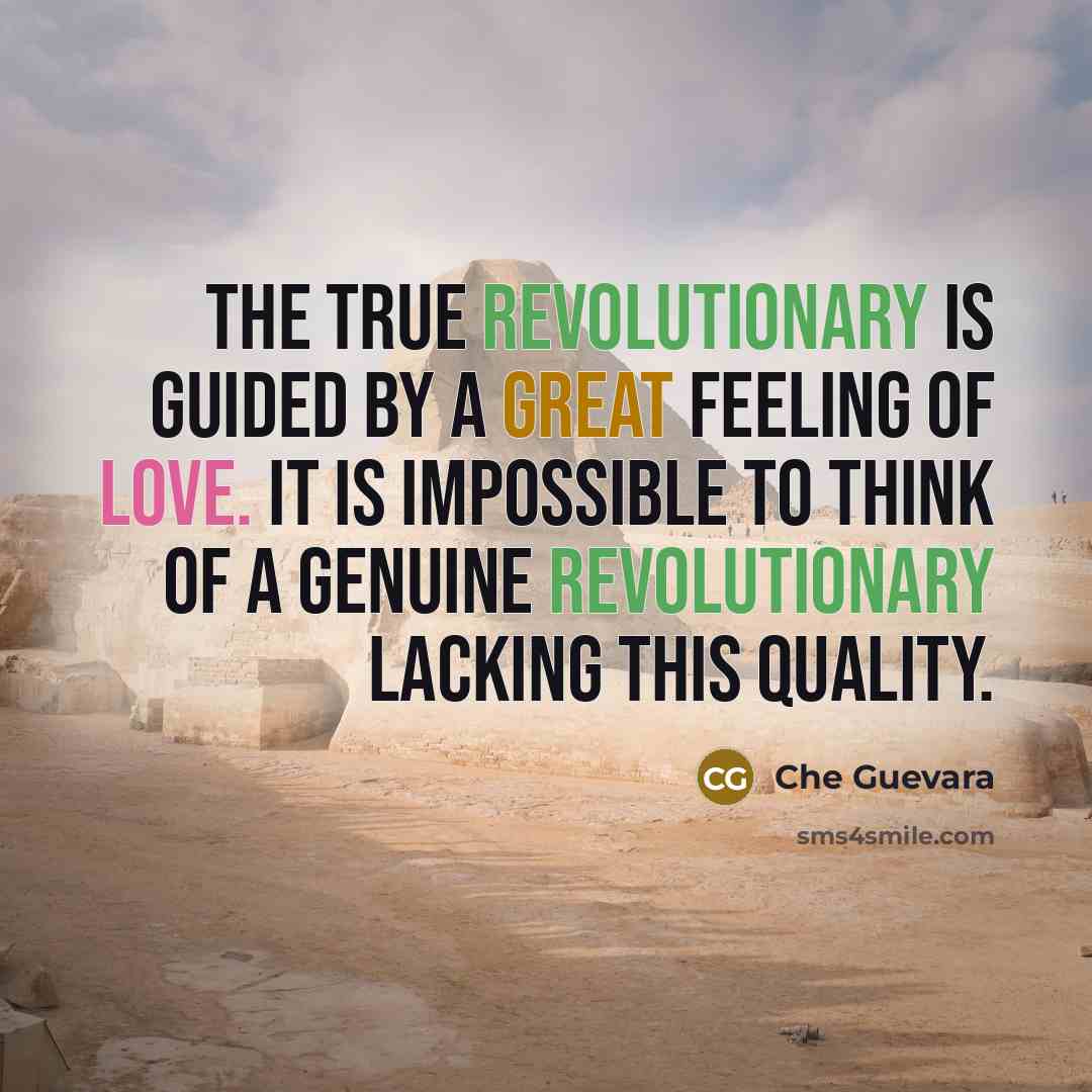 “The true revolutionary is guided by a great feeling of love. It is impossible to think of a genuine revolutionary lacking this quality.” quote by Che Guevara