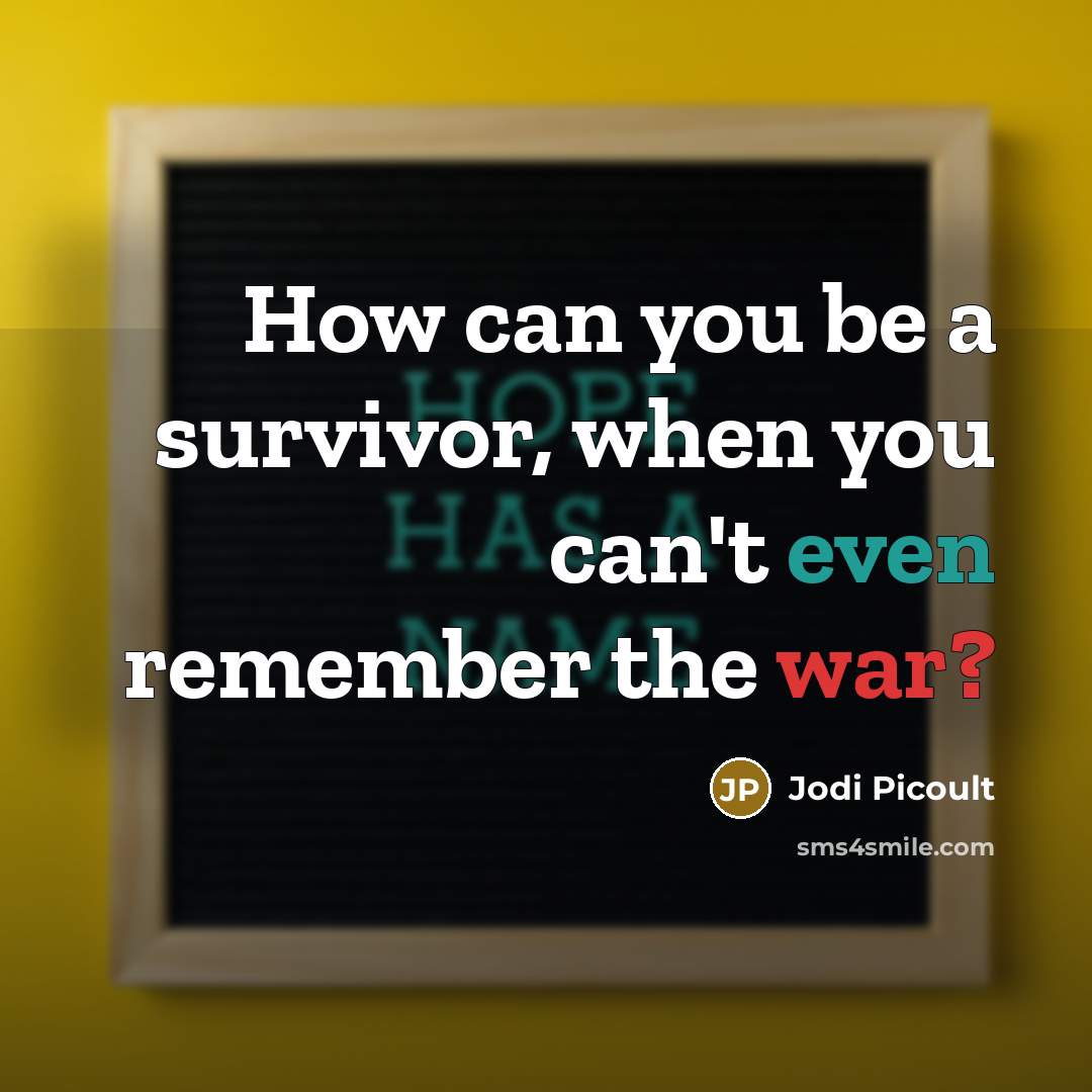 “How can you be a survivor, when you can't even remember the war?” quote by Jodi Picoult