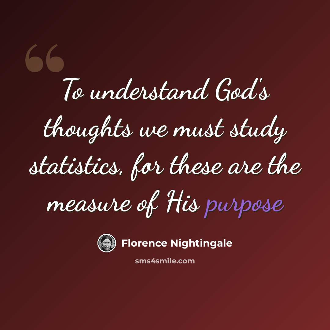 “To understand God's thoughts we must study statistics, for these are the measure of His purpose” quote by Florence Nightingale