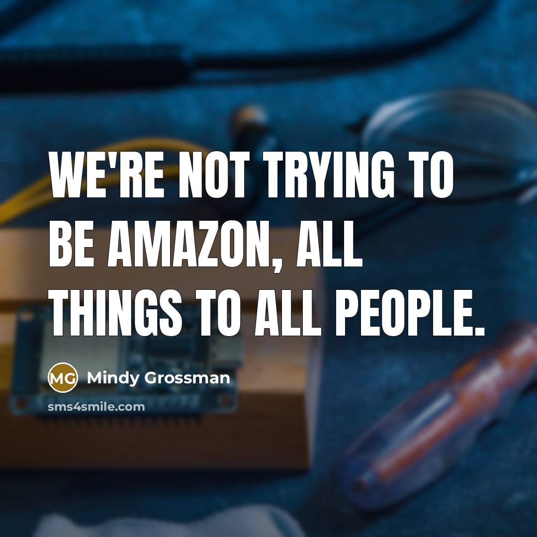 “We're not trying to be Amazon, all things to all people.” quote by Mindy Grossman