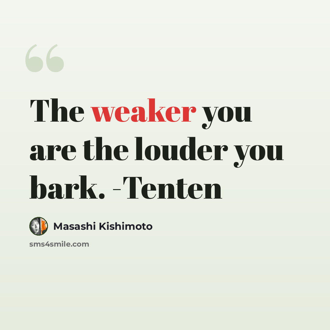 “The weaker you are the louder you bark. -Tenten” quote by Masashi Kishimoto