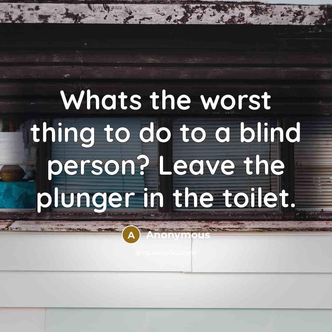 “Whats the worst thing to do to a blind person? Leave the plunger in the toilet.” quote by Anonymous