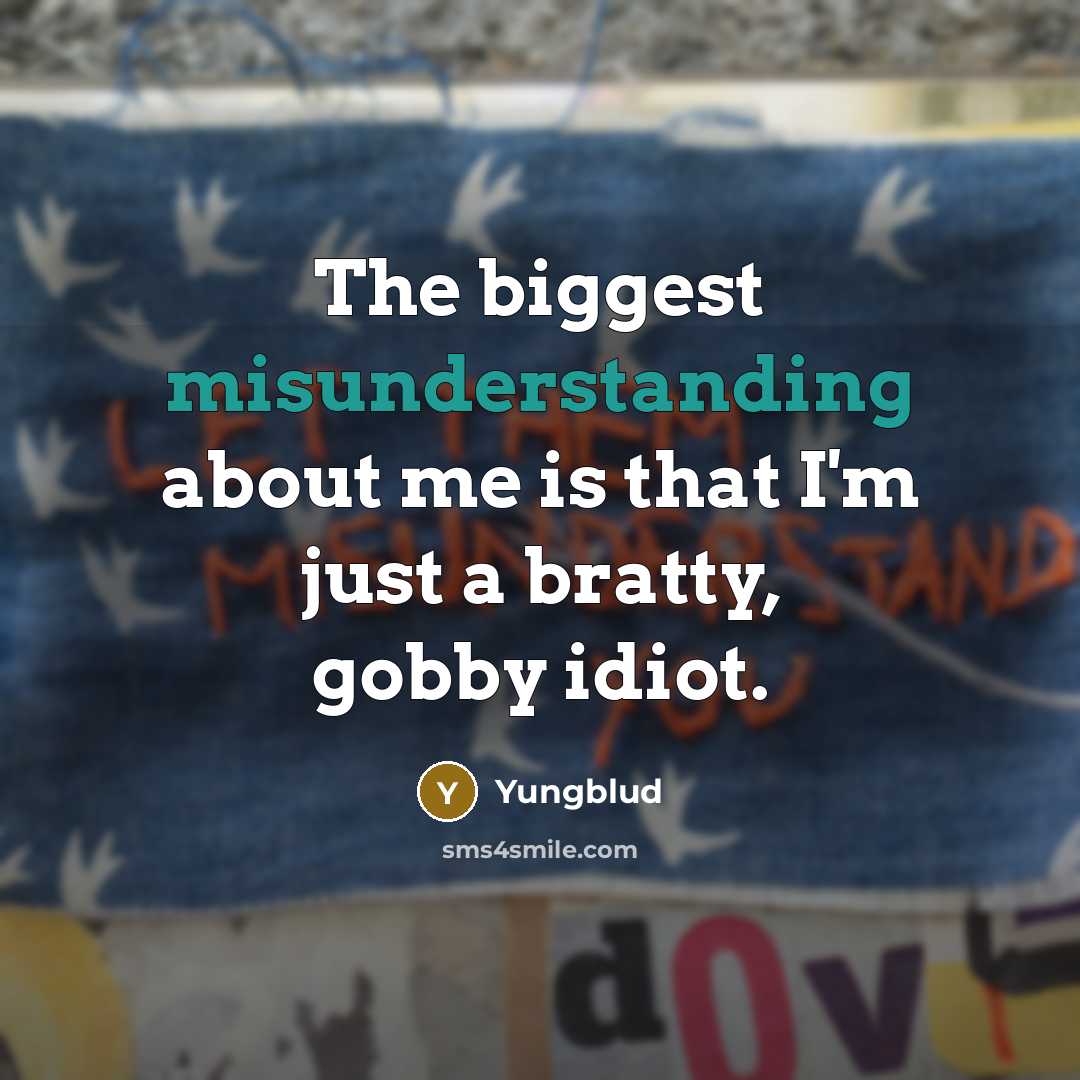 “The biggest misunderstanding about me is that I'm just a bratty, gobby idiot.” quote by Yungblud