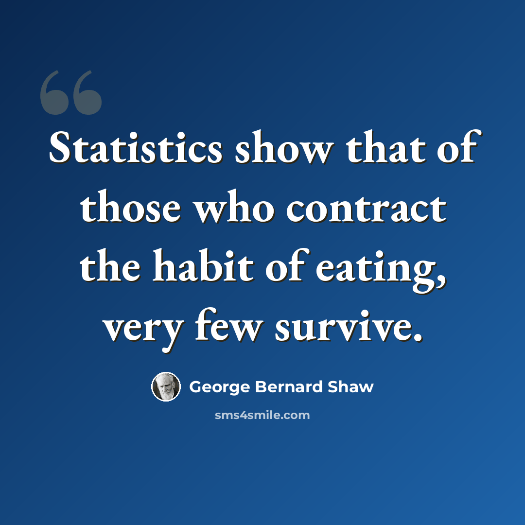 “Statistics show that of those who contract the habit of eating, very few survive.” quote by George Bernard Shaw