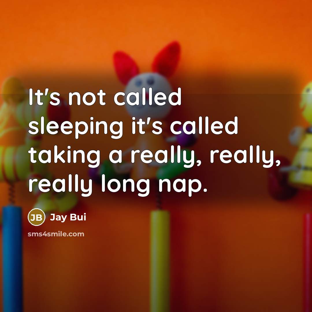 “It's not called sleeping it's called taking a really, really, really long nap.” quote by Jay Bui