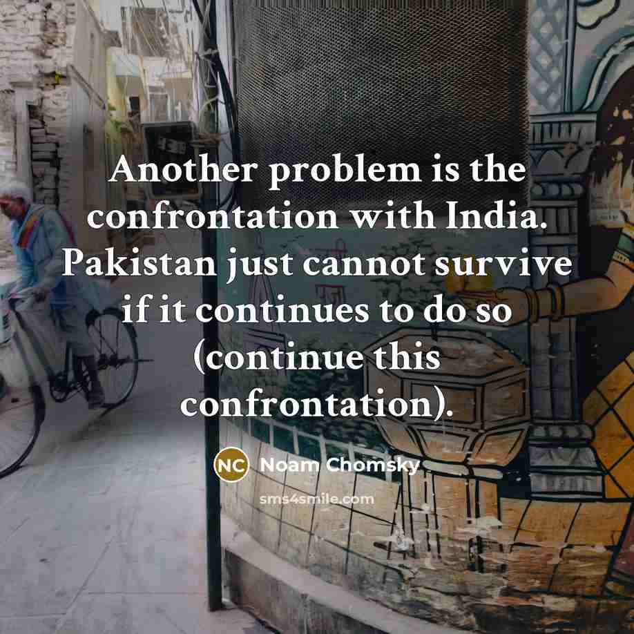 “Another problem is the confrontation with India. Pakistan just cannot survive if it continues to do so (continue this confrontation).” quote by Noam Chomsky