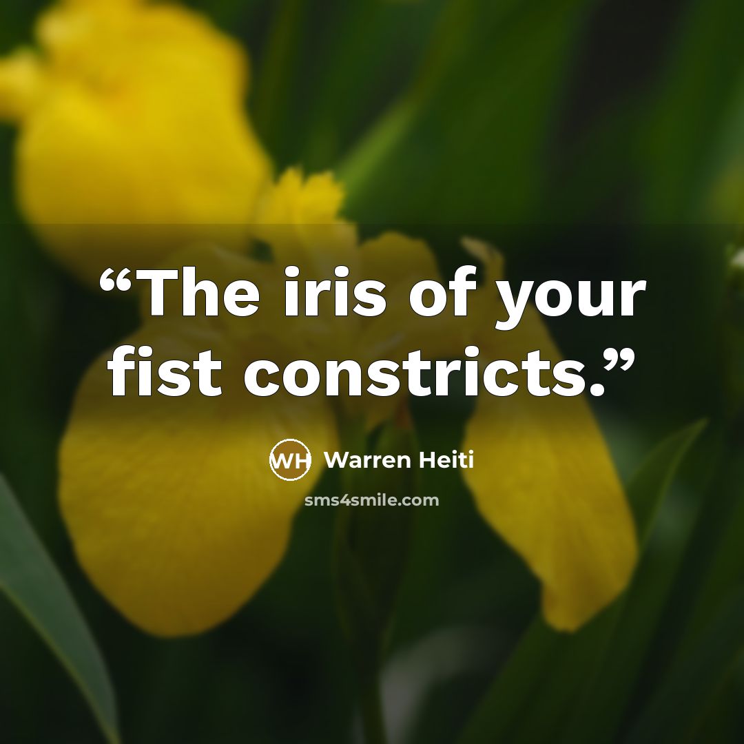 “The iris of your fist constricts.” quote by Warren Heiti
