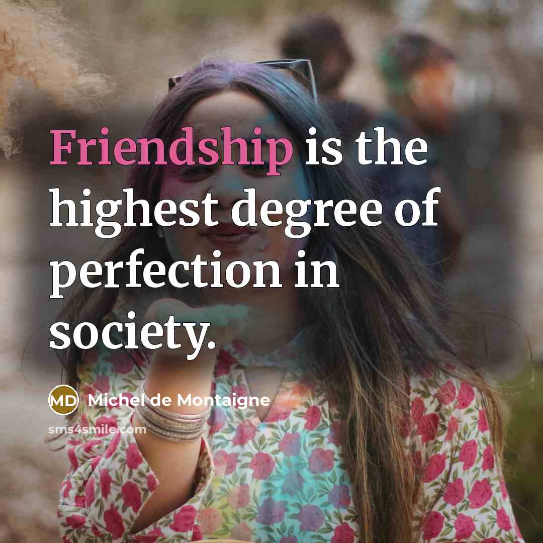 “Friendship is the highest degree of perfection in society.” quote by Michel de Montaigne