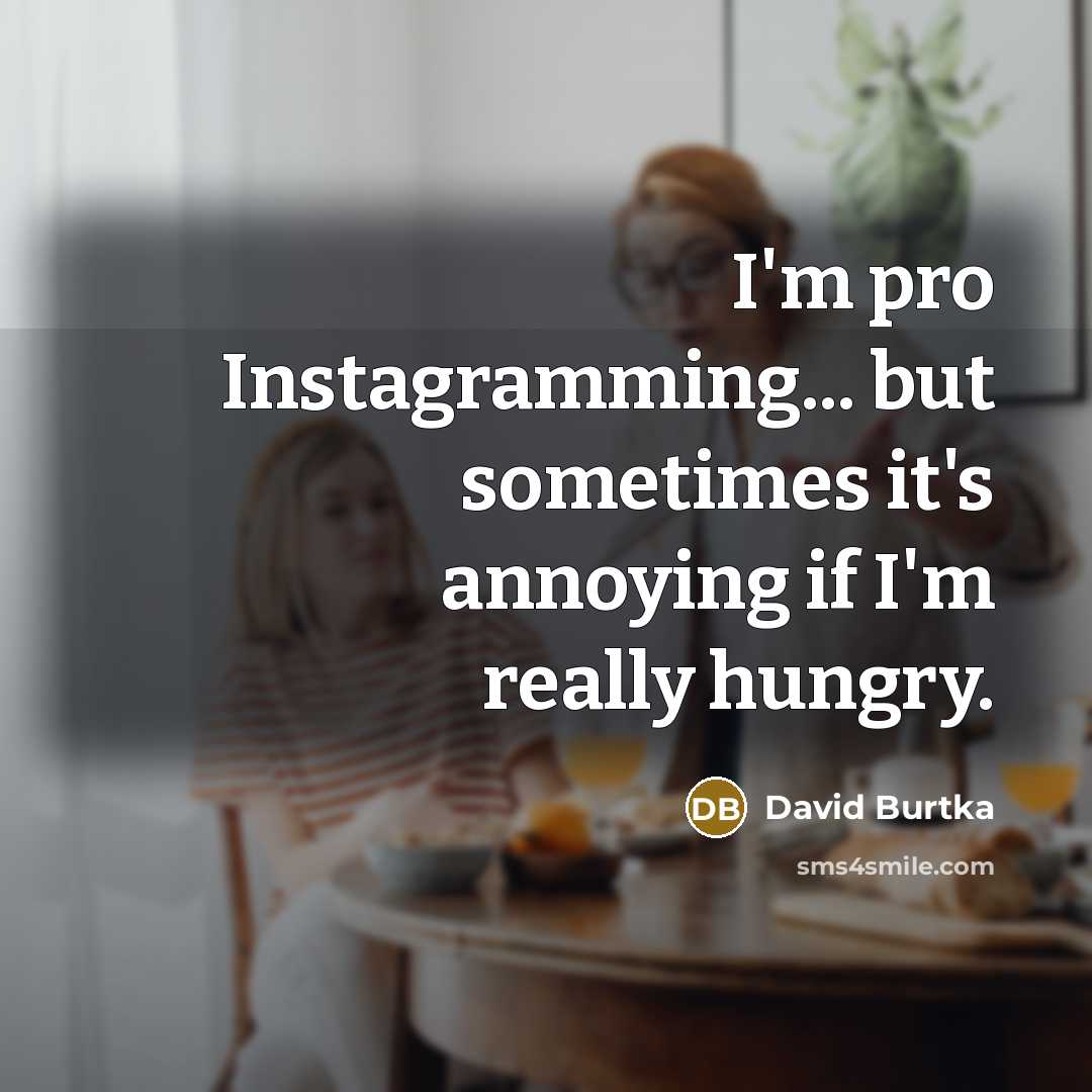 “I'm pro Instagramming... but sometimes it's annoying if I'm really hungry.” quote by David Burtka
