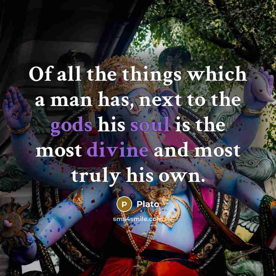 “Of all the things which a man has, next to the gods his soul is the most divine and most truly his own.” quote by Plato