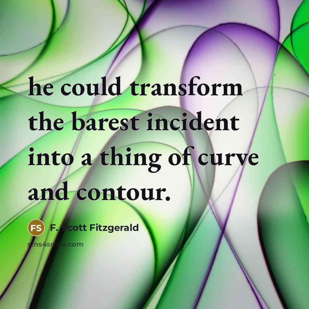 “he could transform the barest incident into a thing of curve and contour.” quote by F. Scott Fitzgerald