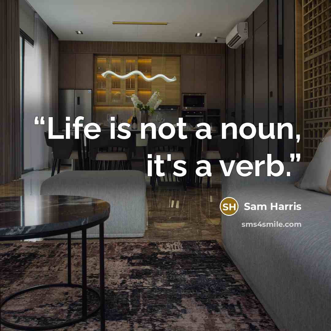 “Life is not a noun, it's a verb.” quote by Sam Harris