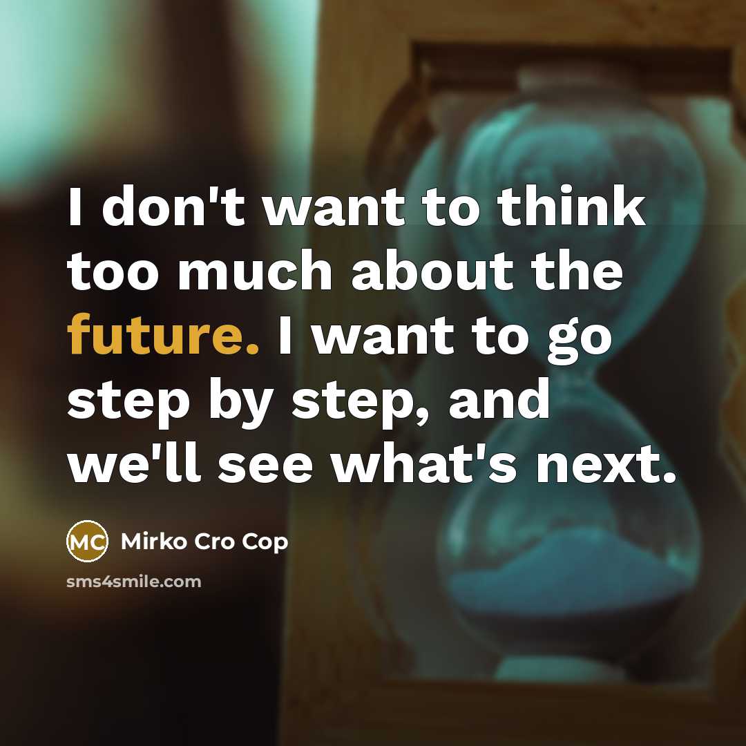 “I don't want to think too much about the future. I want to go step by step, and we'll see what's next.” quote by Mirko Cro Cop