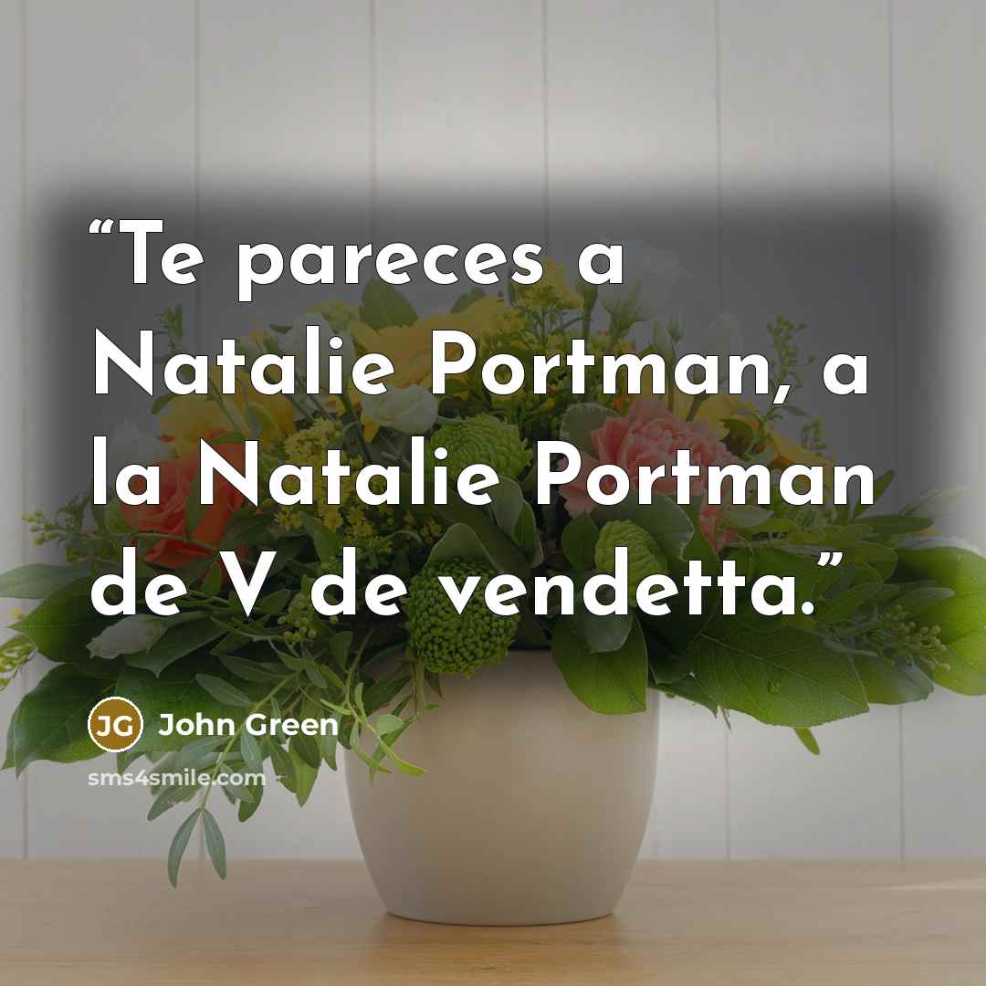 “Te pareces a Natalie Portman, a la Natalie Portman de V de vendetta.” quote by John Green
