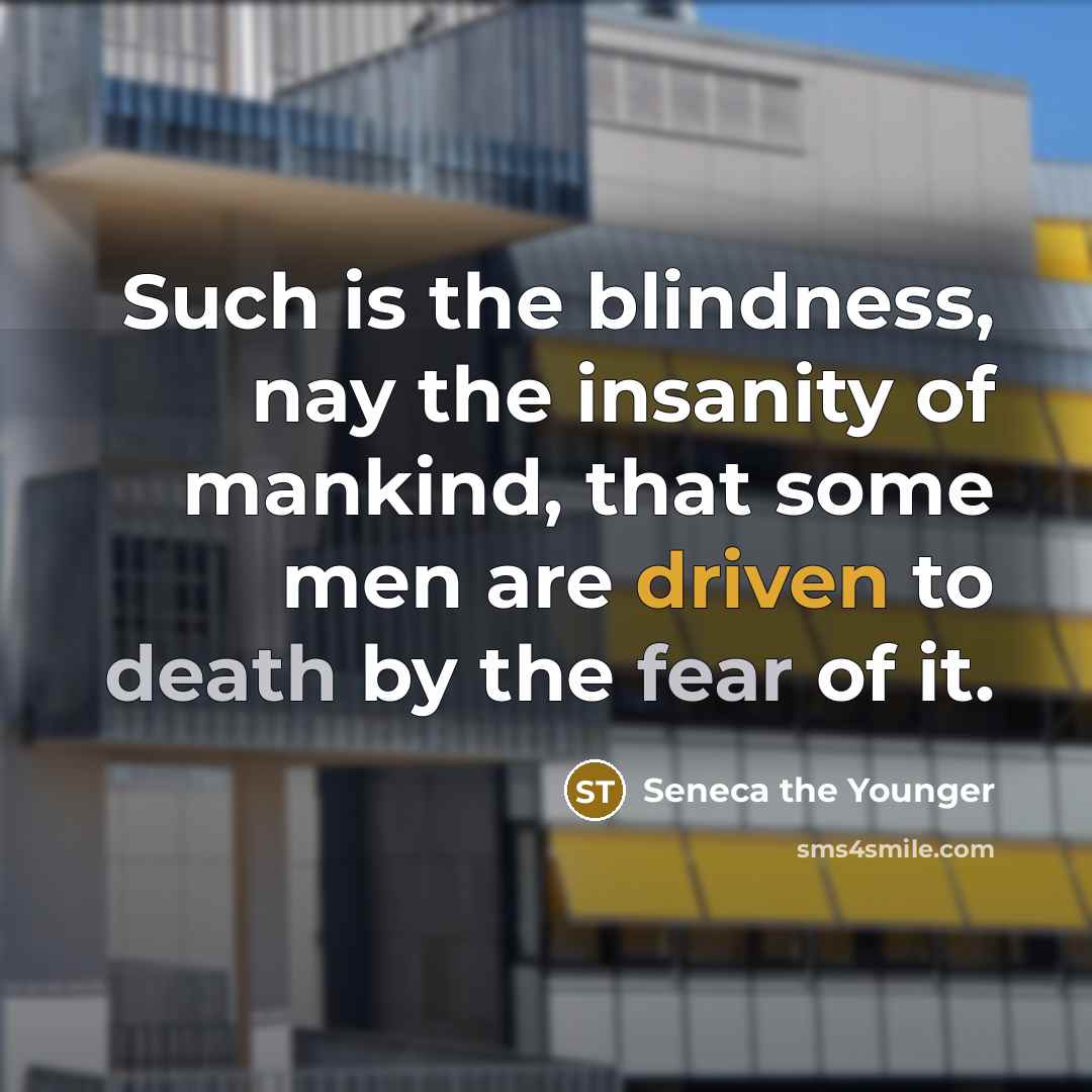 “Such is the blindness, nay the insanity of mankind, that some men are driven to death by the fear of it.” quote by Seneca the Younger