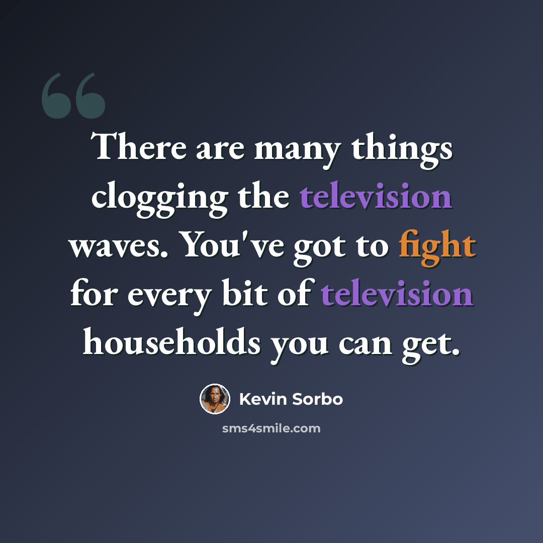 “There are many things clogging the television waves. You've got to fight for every bit of television households you can get.” quote by Kevin Sorbo