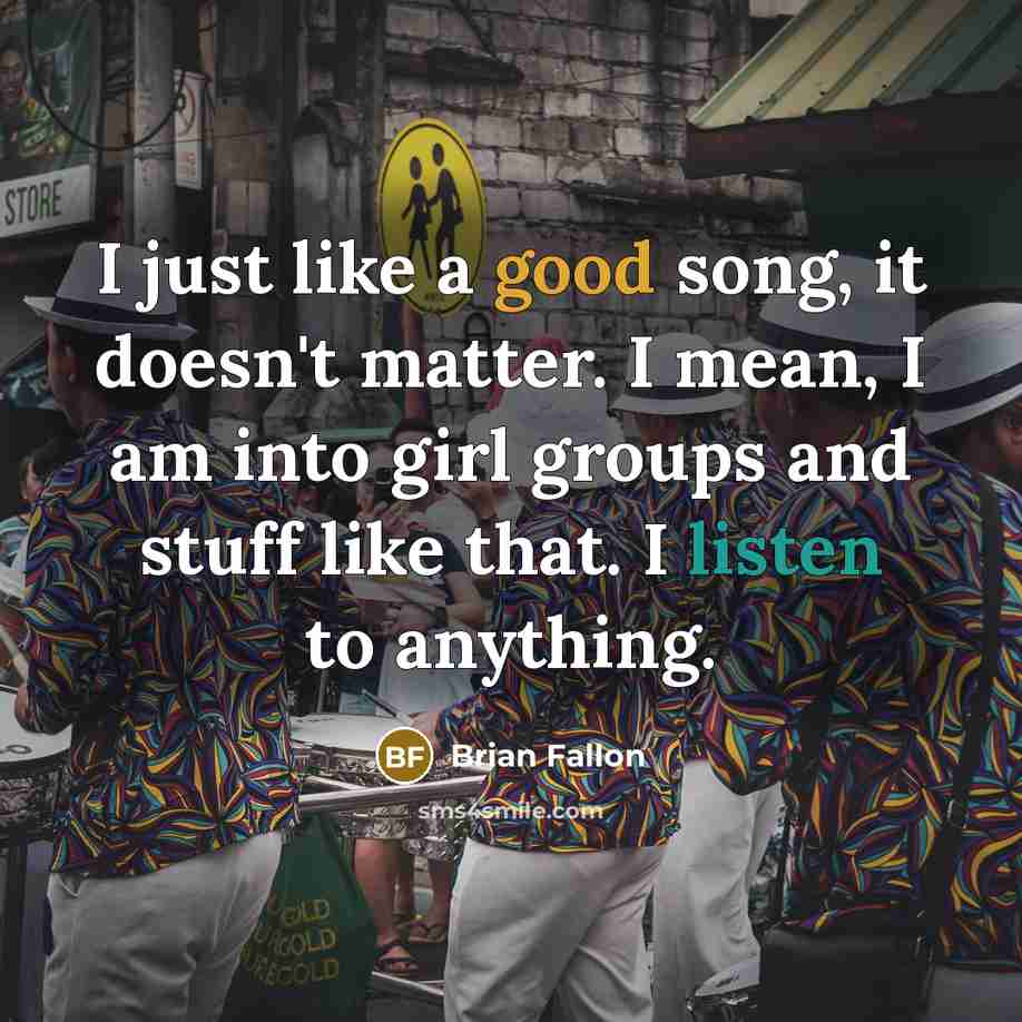 “I just like a good song, it doesn't matter. I mean, I am into girl groups and stuff like that. I listen to anything.” quote by Brian Fallon