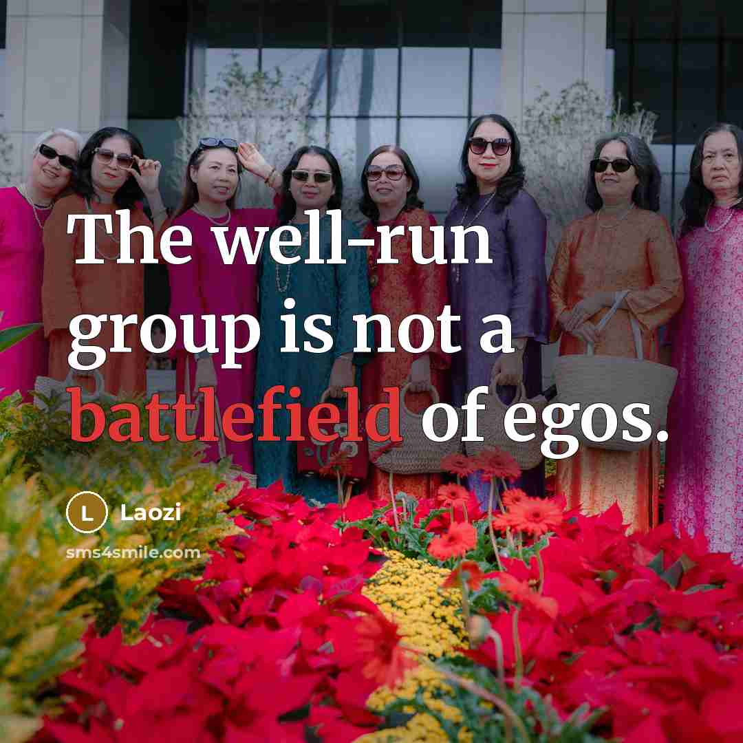 “The well-run group is not a battlefield of egos.” quote by Laozi
