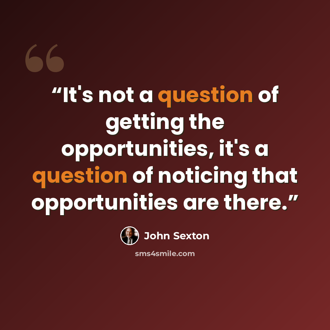 “It's not a question of getting the opportunities, it's a question of noticing that opportunities are there.” quote by John Sexton