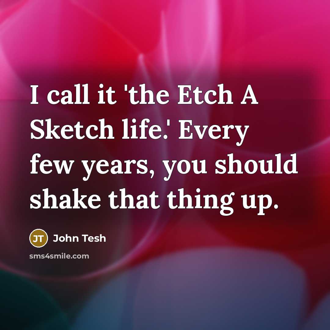 “I call it 'the Etch A Sketch life.' Every few years, you should shake that thing up.” quote by John Tesh