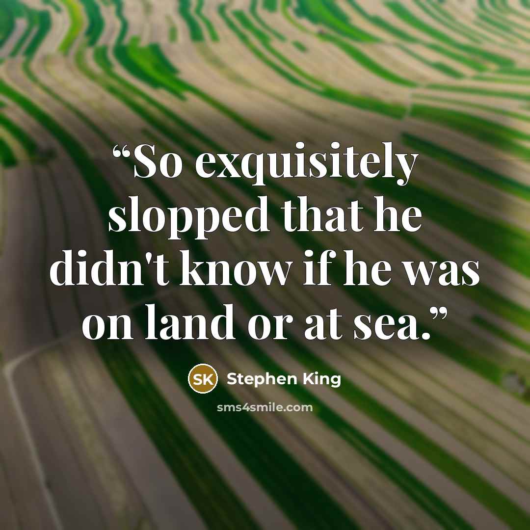 “So exquisitely slopped that he didn't know if he was on land or at sea.” quote by Stephen King