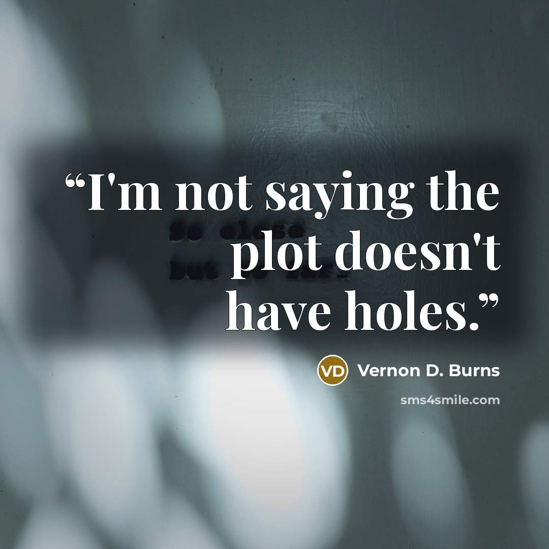 “I'm not saying the plot doesn't have holes.” quote by Vernon D. Burns