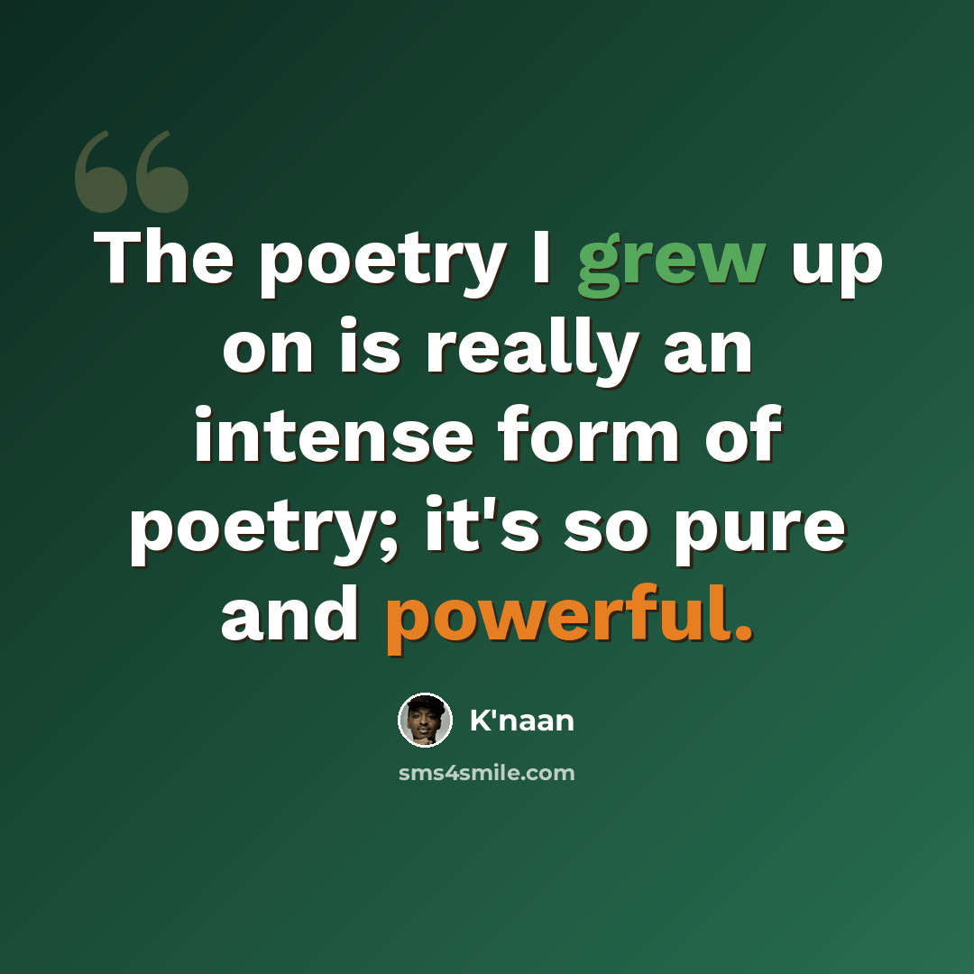 “The poetry I grew up on is really an intense form of poetry; it's so pure and powerful.” quote by K'naan