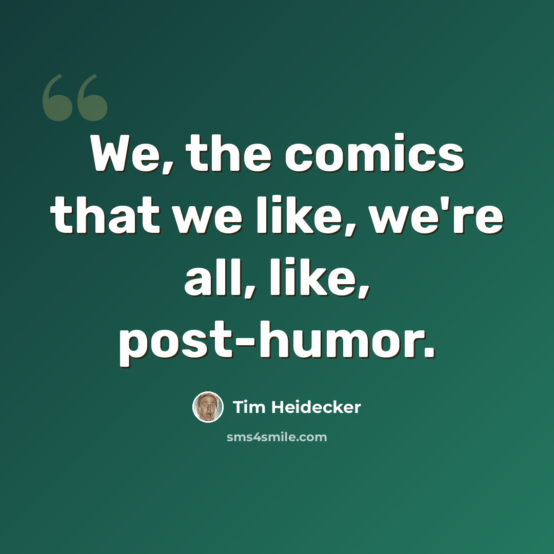 “We, the comics that we like, we're all, like, post-humor.” quote by Tim Heidecker