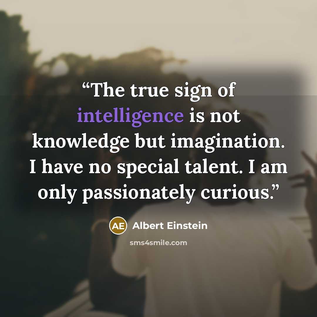 “The true sign of intelligence is not knowledge but imagination. I have no special talent. I am only passionately curious.” quote by Albert Einstein