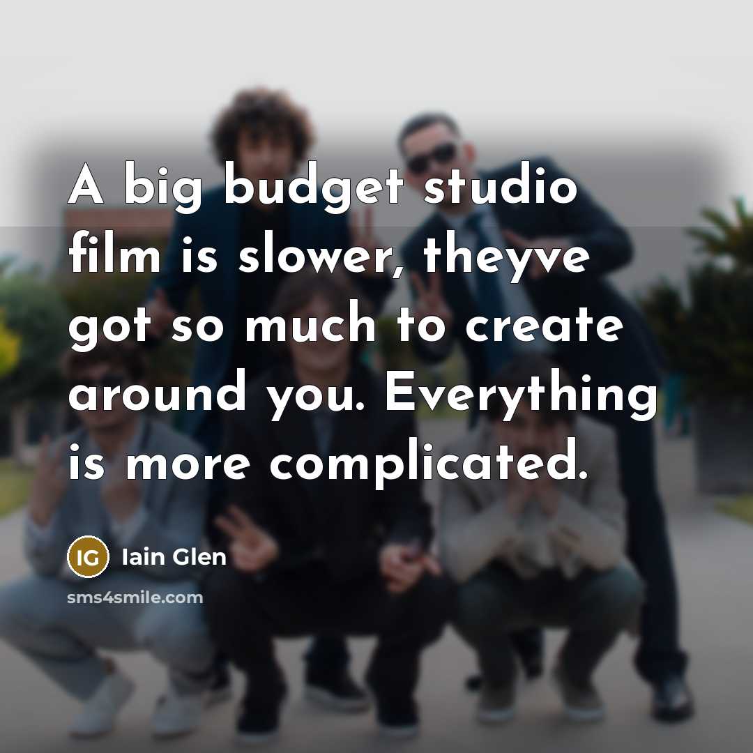 “A big budget studio film is slower, theyve got so much to create around you. Everything is more complicated.” quote by Iain Glen