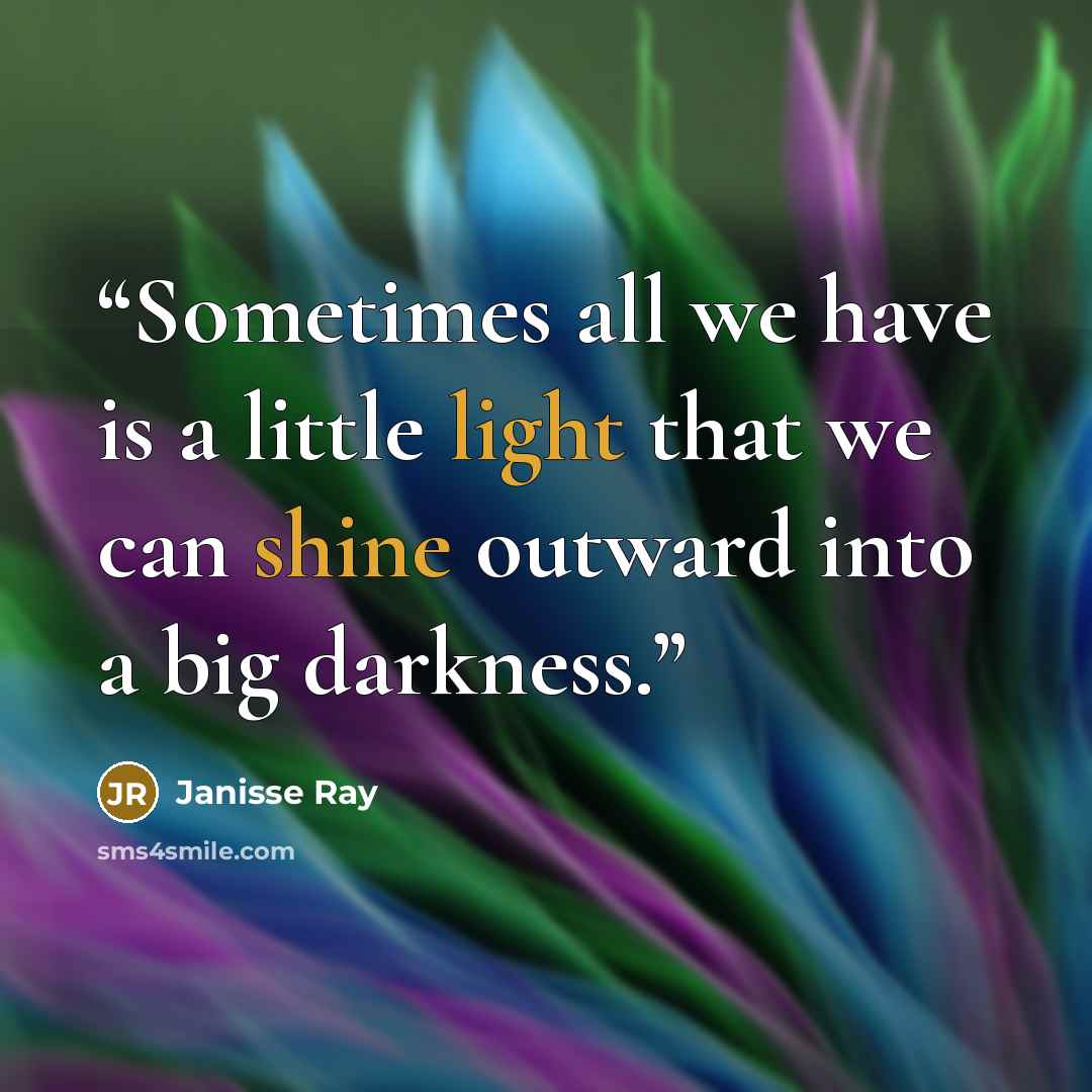 “Sometimes all we have is a little light that we can shine outward into a big darkness.” quote by Janisse Ray