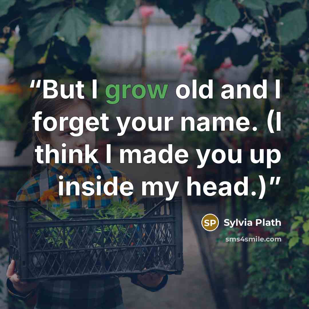 “But I grow old and I forget your name. (I think I made you up inside my head.)” quote by Sylvia Plath