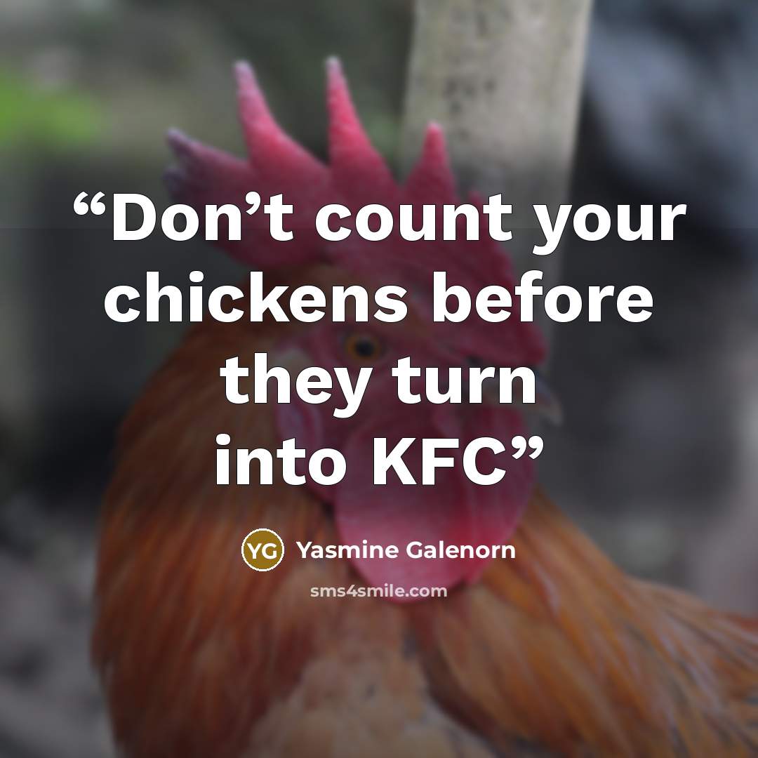“Don’t count your chickens before they turn into KFC” quote by Yasmine Galenorn