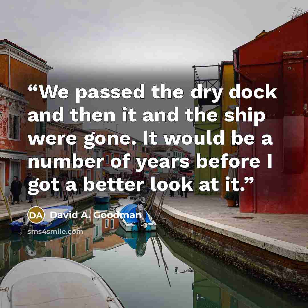 “We passed the dry dock and then it and the ship were gone. It would be a number of years before I got a better look at it.” quote by David A. Goodman