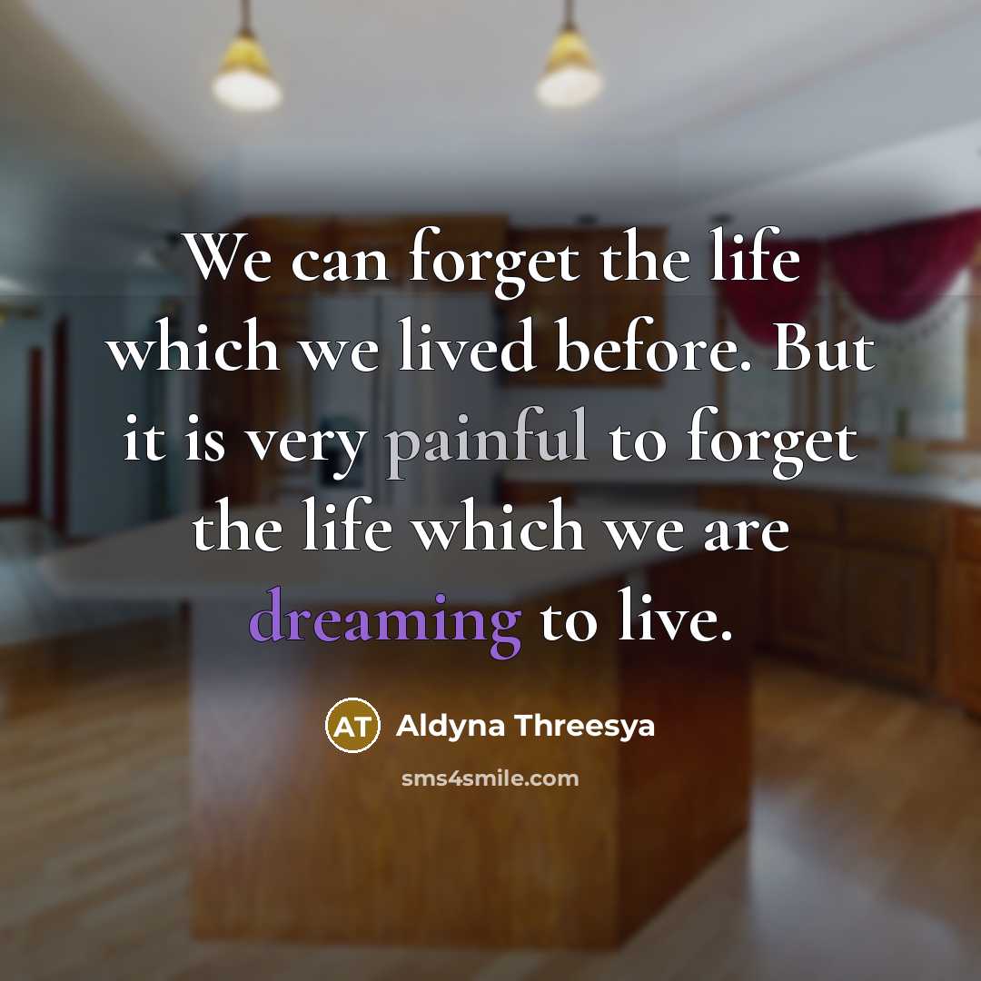 “We can forget the life which we lived before. But it is very painful to forget the life which we are dreaming to live.” quote by Aldyna Threesya